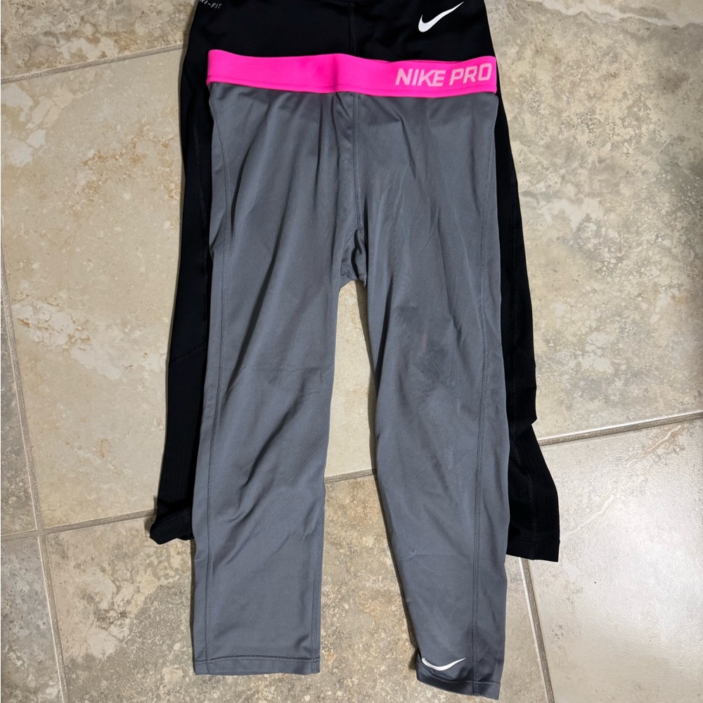 Nike Pro Kids Gray and Black Leggings